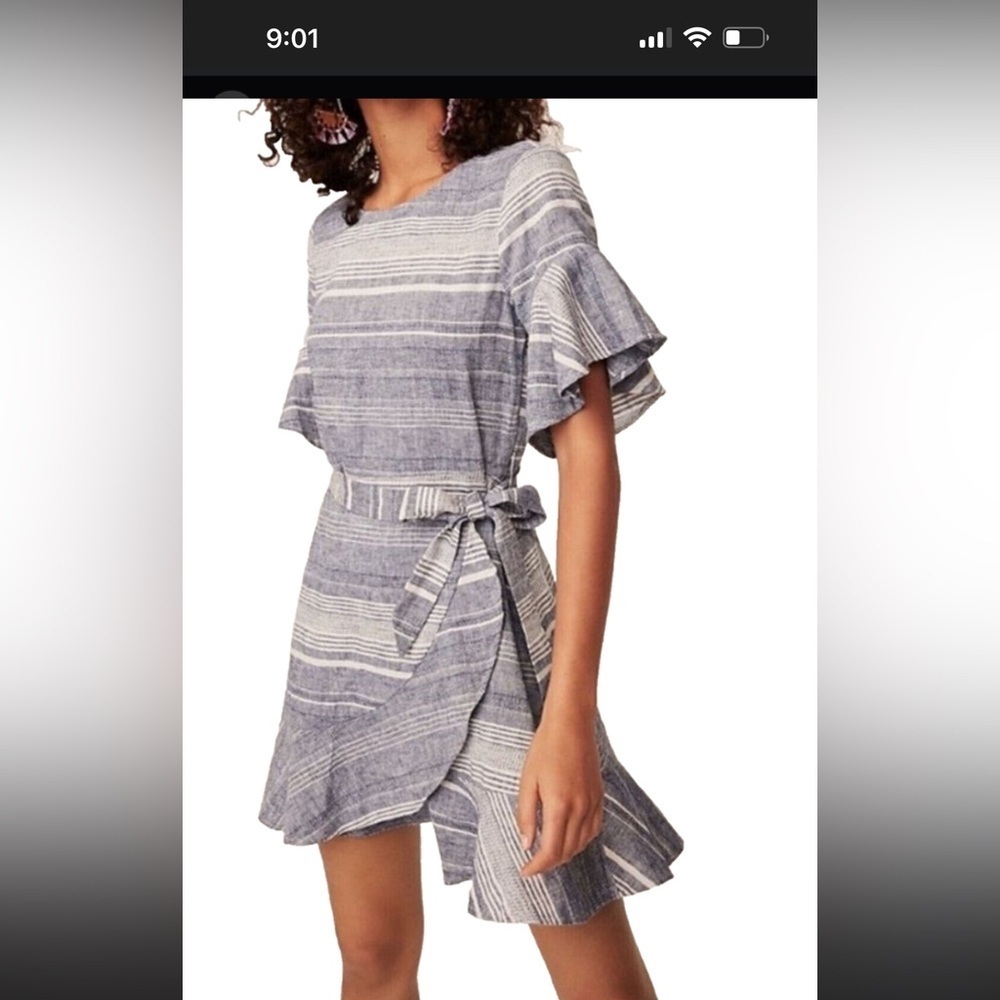 Express Blue Ruffled Off-the-Shoulder Sundress caja 1